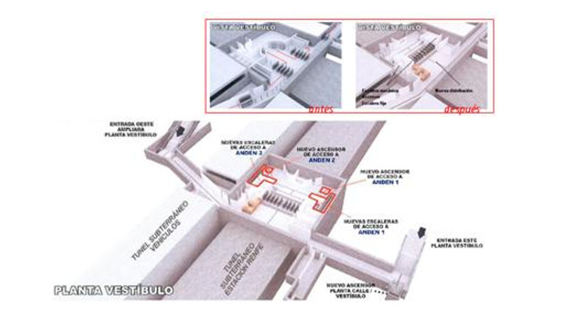 Plànol de les millores previstes a l'estació Sabadell Centre de Rodalies