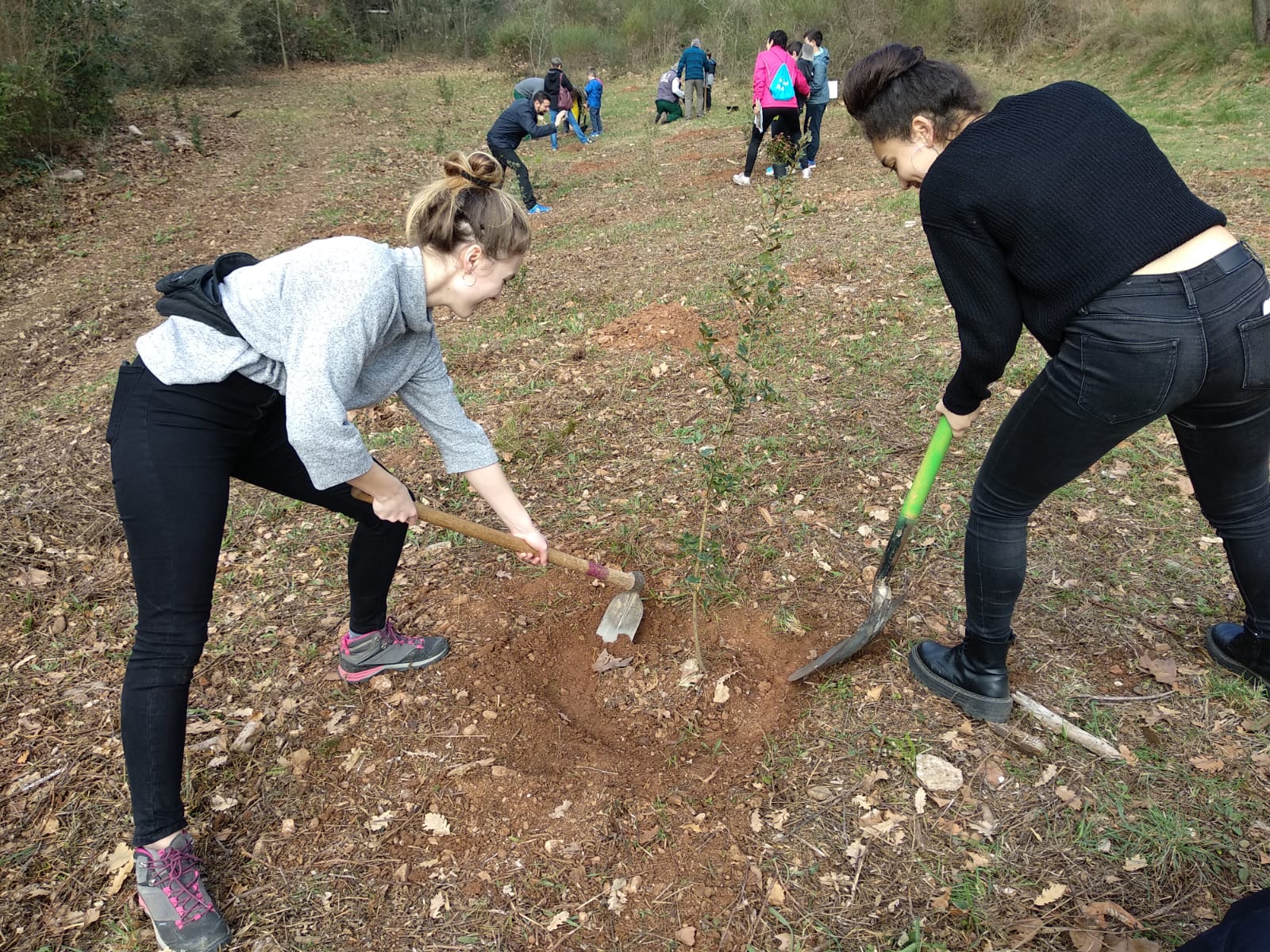 La Judit i la Paula plantant el seu arbre | Helena Molist