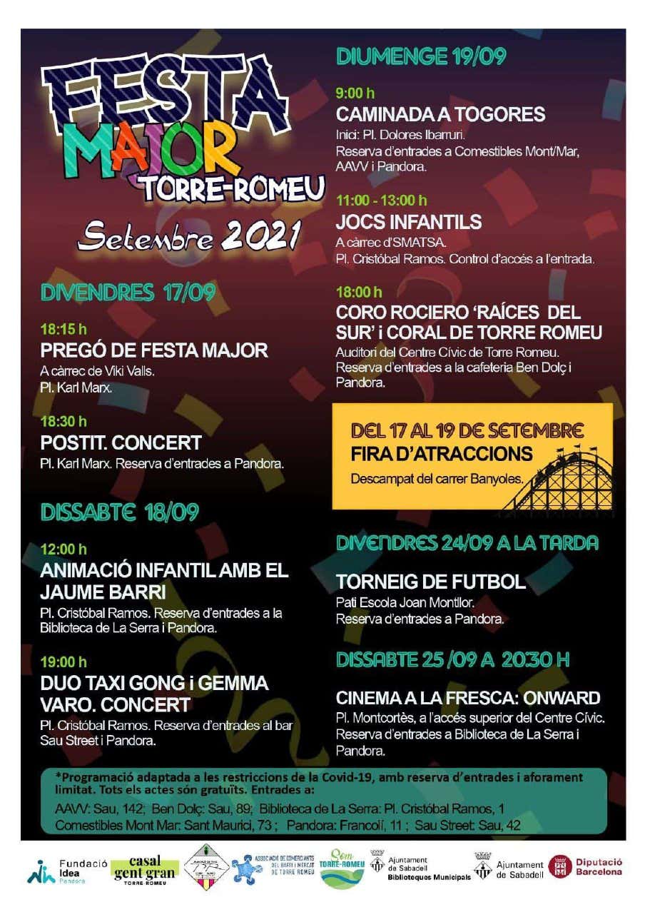 Programa Festa Major Torreromeu 2021 